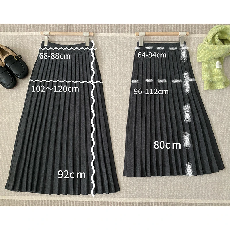 【92CM加长版】百褶超A针织神裙高克重显高显瘦秋冬垂感长裙8655