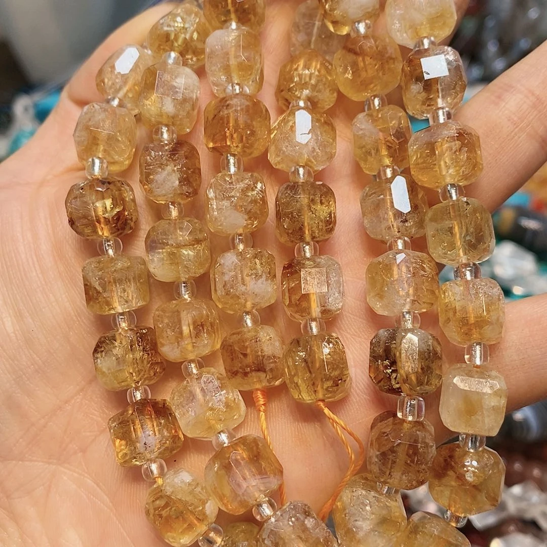 玛瑙/玉髓散珠天然黄塔晶方糖10mm 拍两单是一条