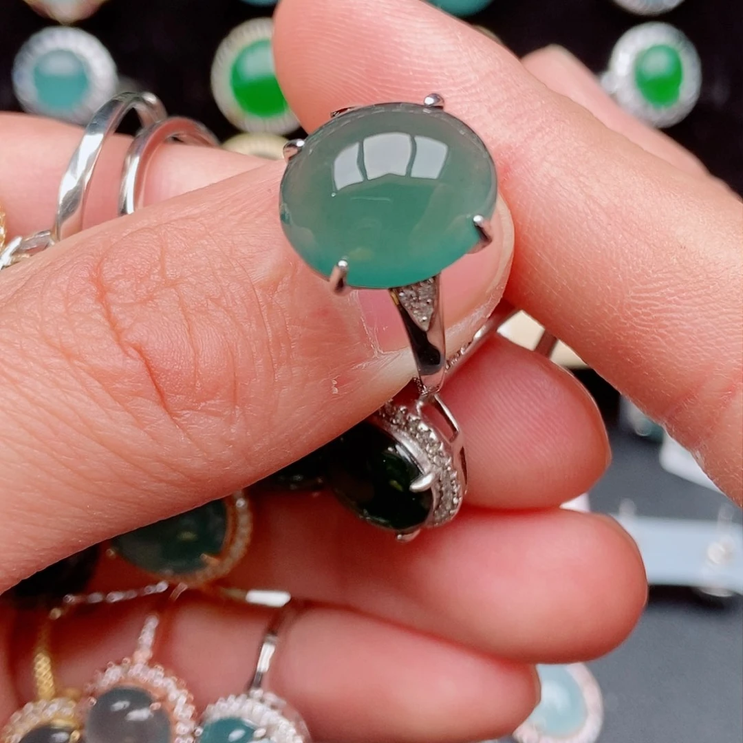 翡翠戒指银S925镶嵌06555457