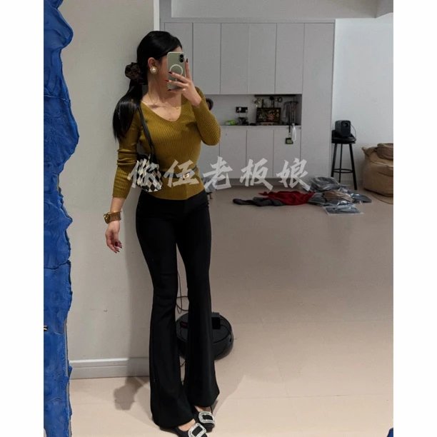 【你伍老板娘】“小细腿”高腰加绒直筒裤女秋冬保暖显瘦休闲垂感