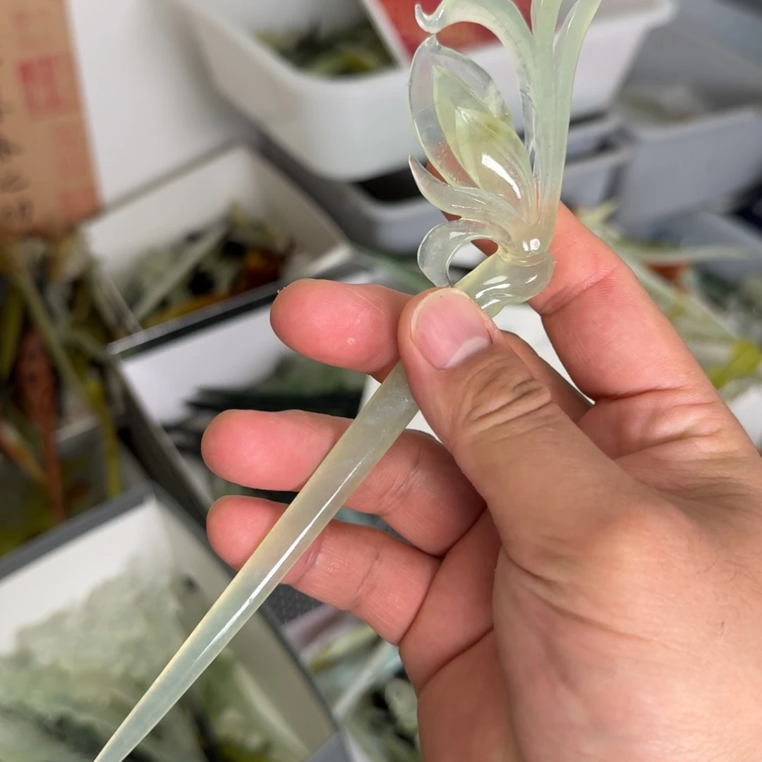 岫玉未镶嵌发饰明君玉簪就是好看