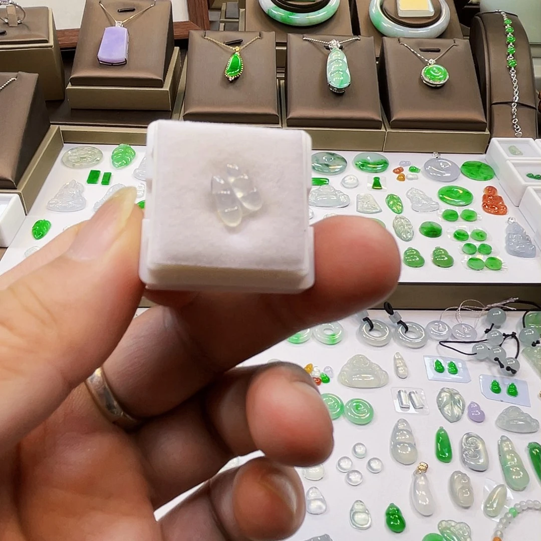 裸石翡翠JF521高冰豆子一对