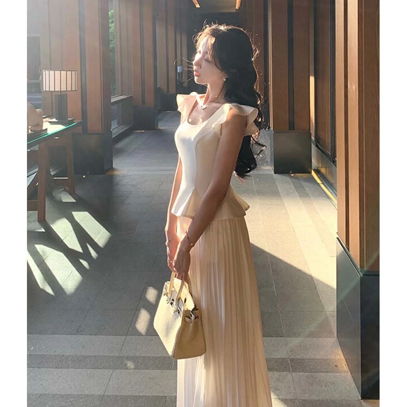 【两件套】【有里布】女神范高级感夏季2025背心阔腿裤两件套D2301