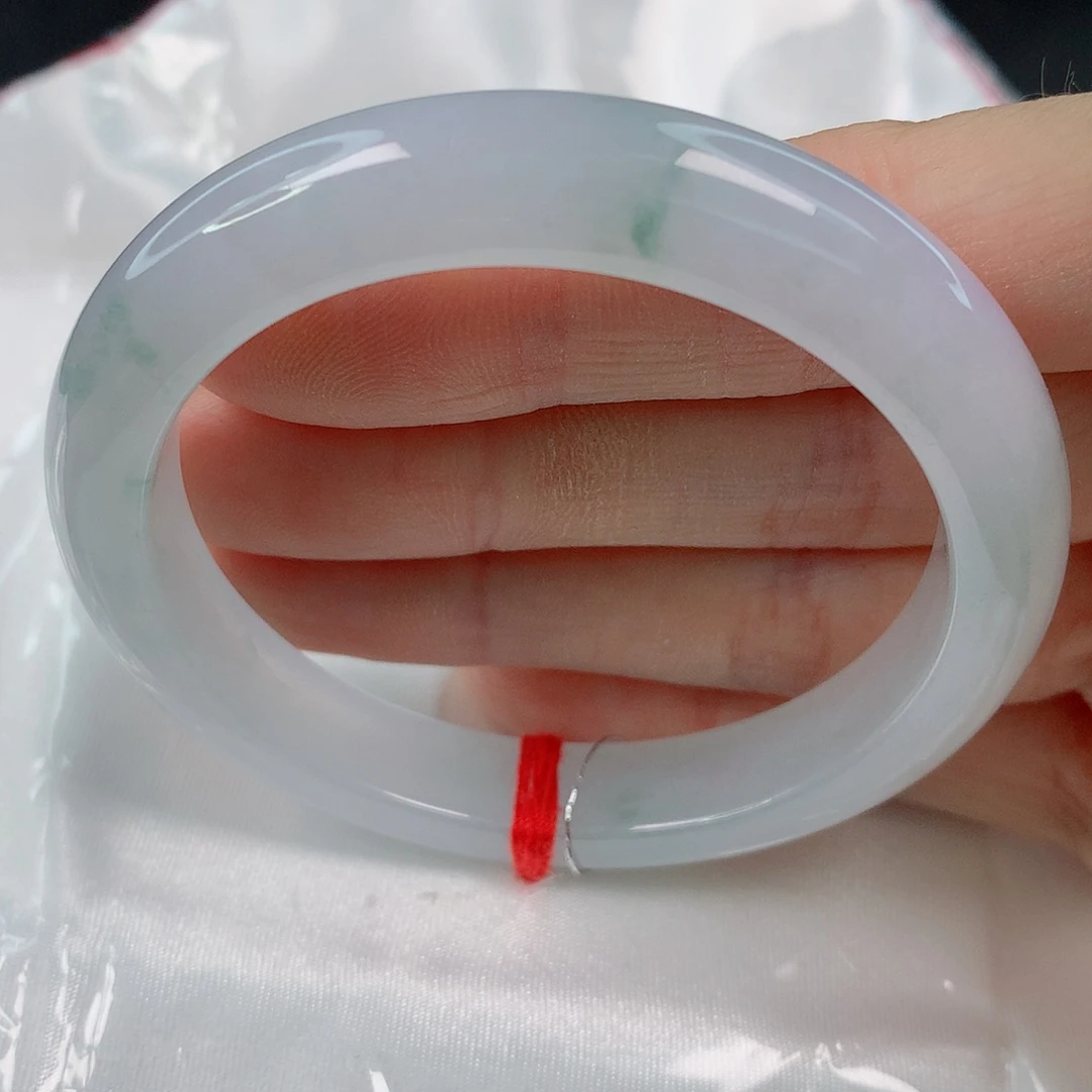 未镶嵌手镯翡翠51.8正圈，细条冰胶淡粉底，强推，016