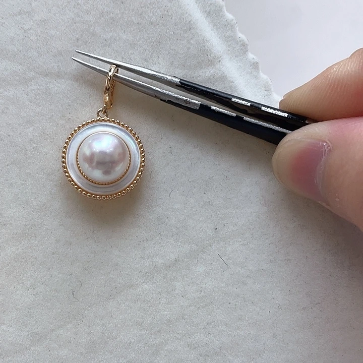 吊坠(不含链)淡水珍珠银S925镶嵌