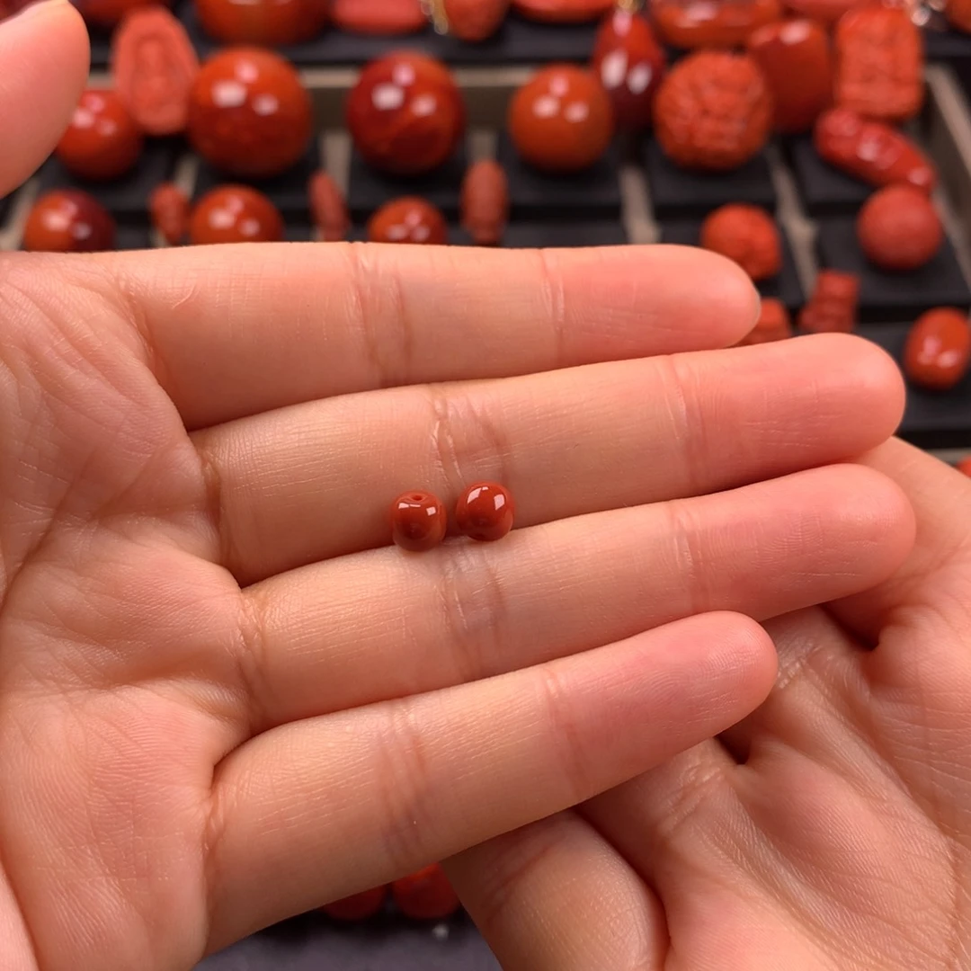 吃***，南红玛瑙老型对珠5.8MM未镶嵌