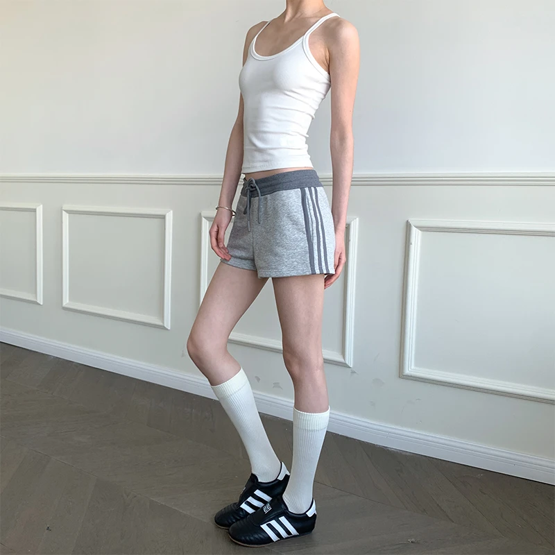 SUNPOINT美式复古条纹休闲短裤女夏季宽松显瘦热裤百搭短裤125