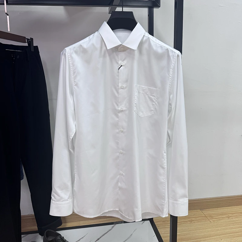 商务顺滑长袖正装衬衫春季上班通勤休闲白衬衣男 Y5T0060