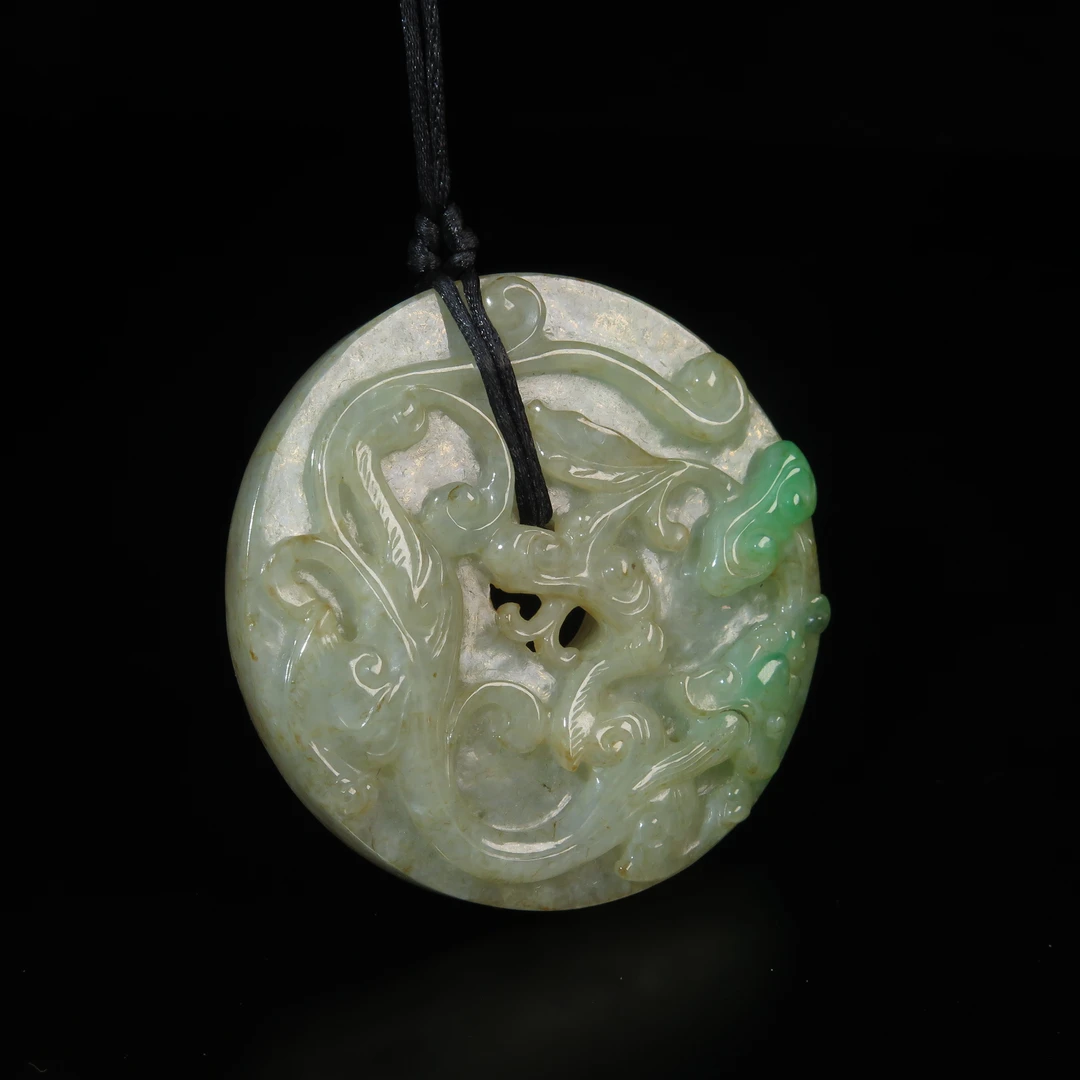 清代翡翠螭纹璧/MZ170507/翡翠/民族文物