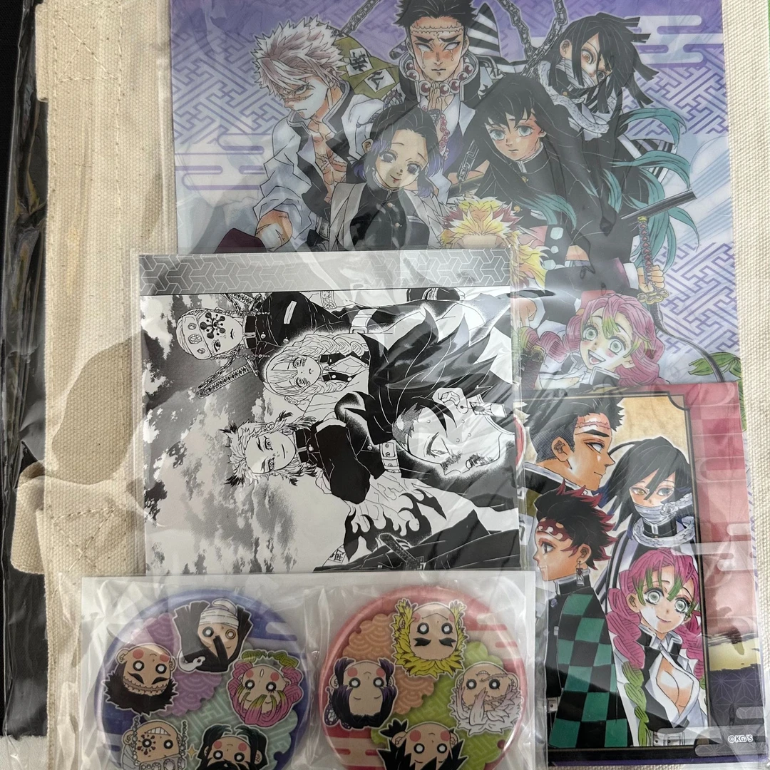 【鬼灭之刃】鬼灭原画展帆布袋套装 内含吧唧+帆布袋+明信片+文件夹