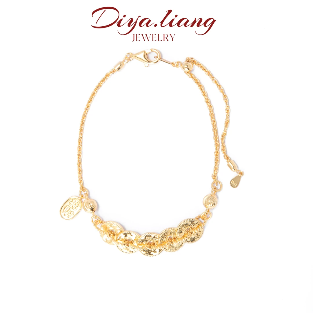 925银手链 梁雅帝新品【财多多】碎冰冰五帝钱高级感纯银手链