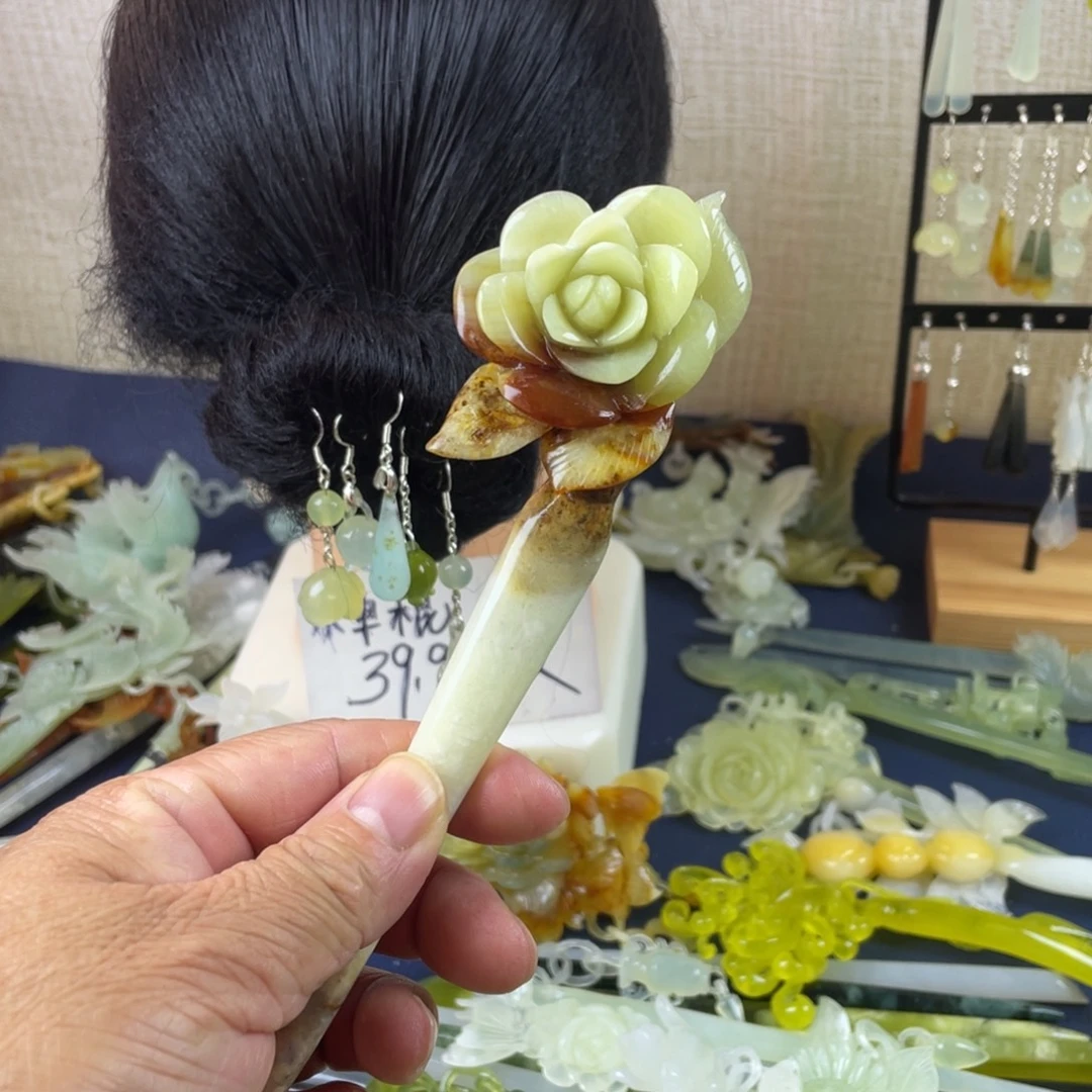 蛇纹石玉未镶嵌发饰