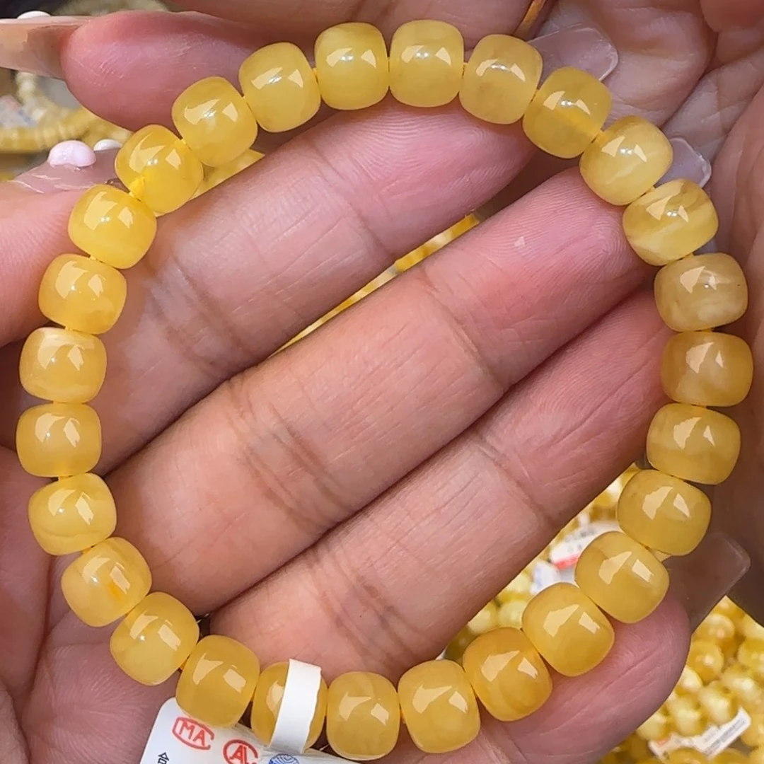 未镶嵌蜜蜡手链鸡油黄老型手串