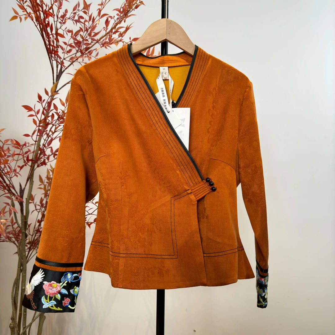 玉家人【曼瑰丽】新中式国风改良傣装复古暗橙色套装