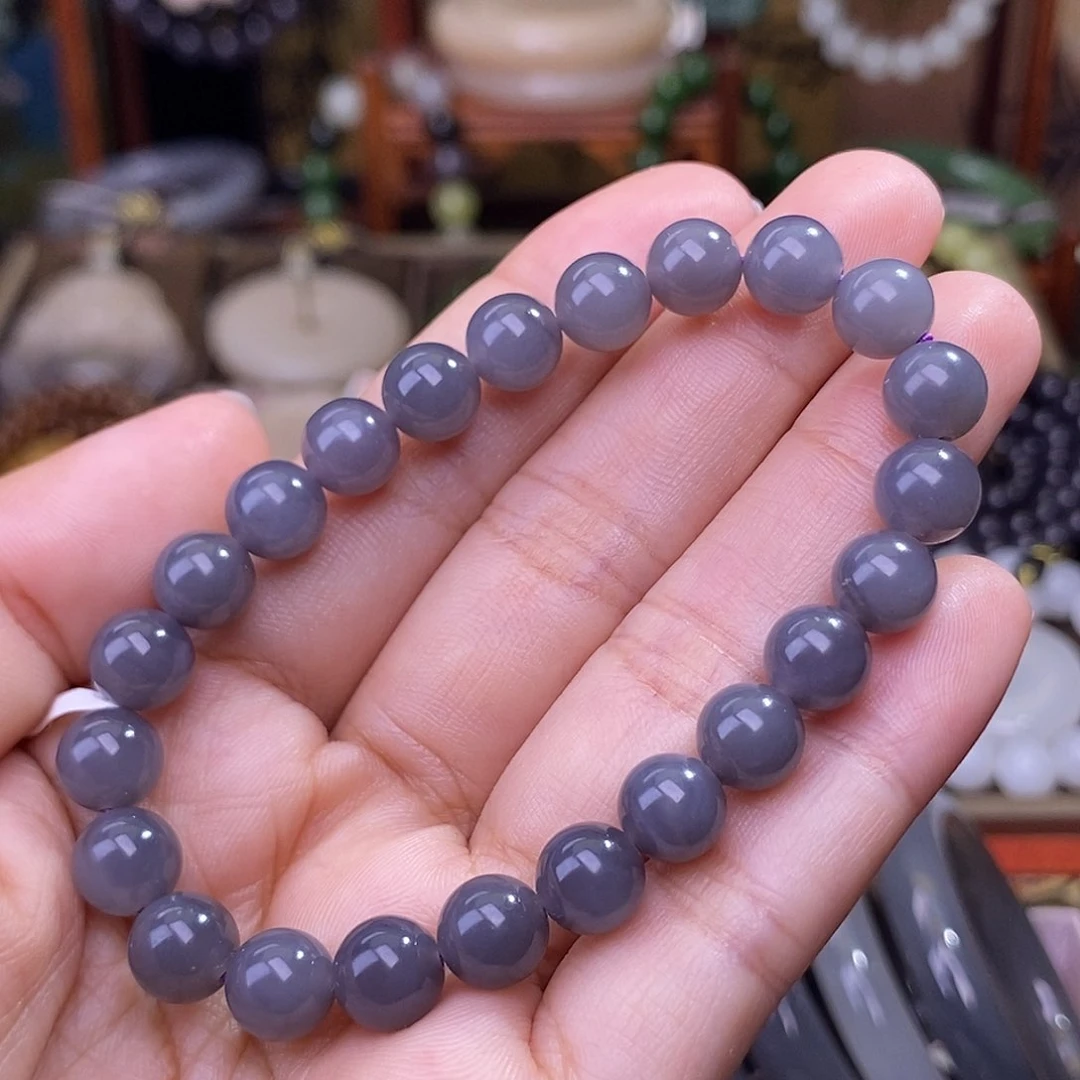 和田玉戒指未镶嵌浓烟紫手串卡8