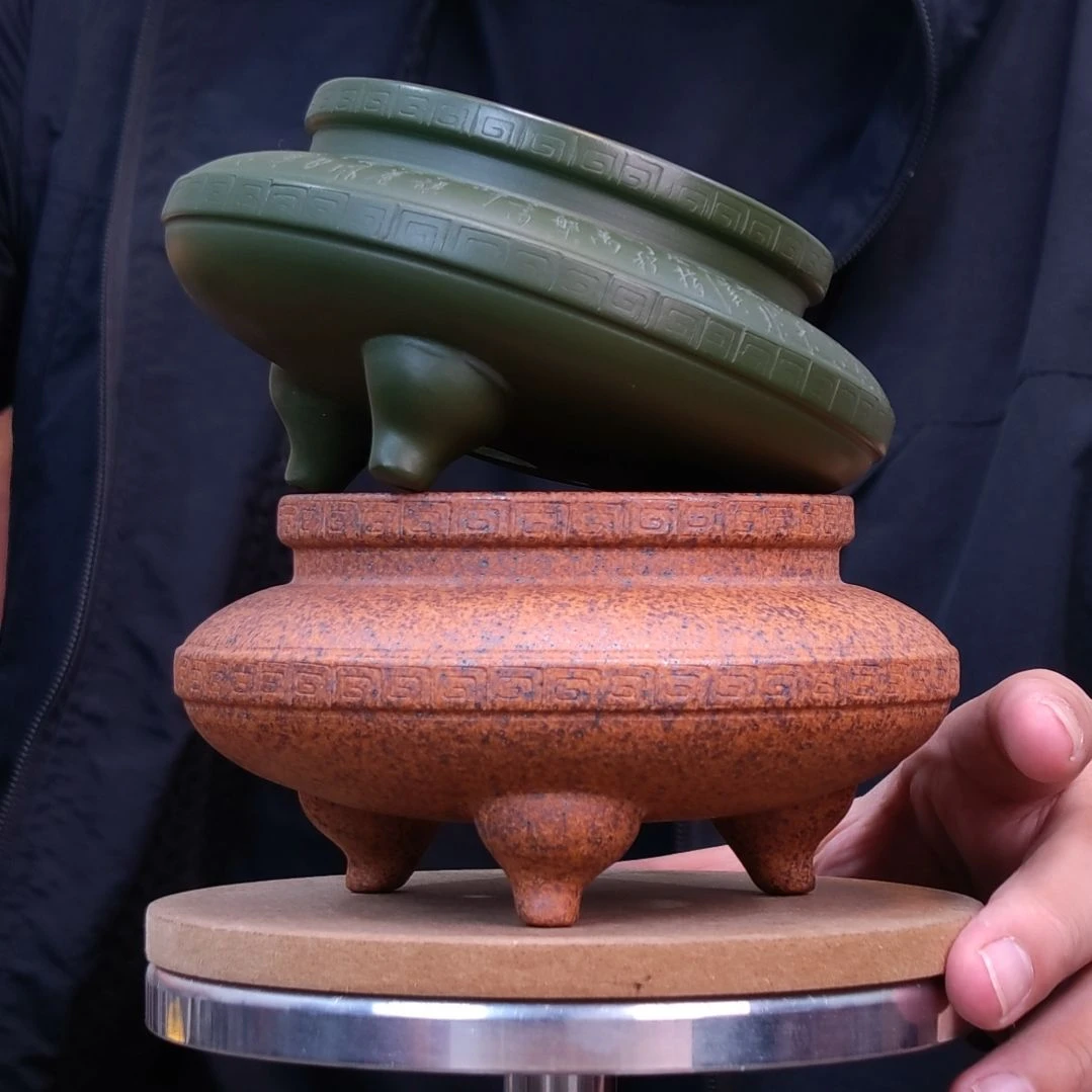 紫砂花盆同喜同喜