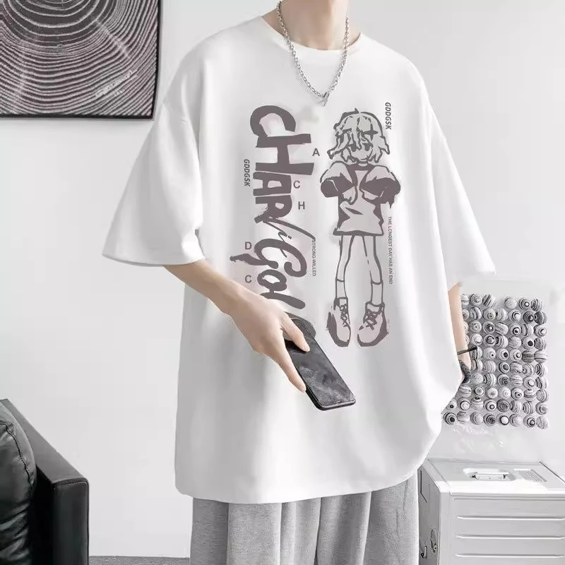 海外订单尾货~剪标撤回外贸复古日系动漫印花纯棉短袖T恤男女情侣