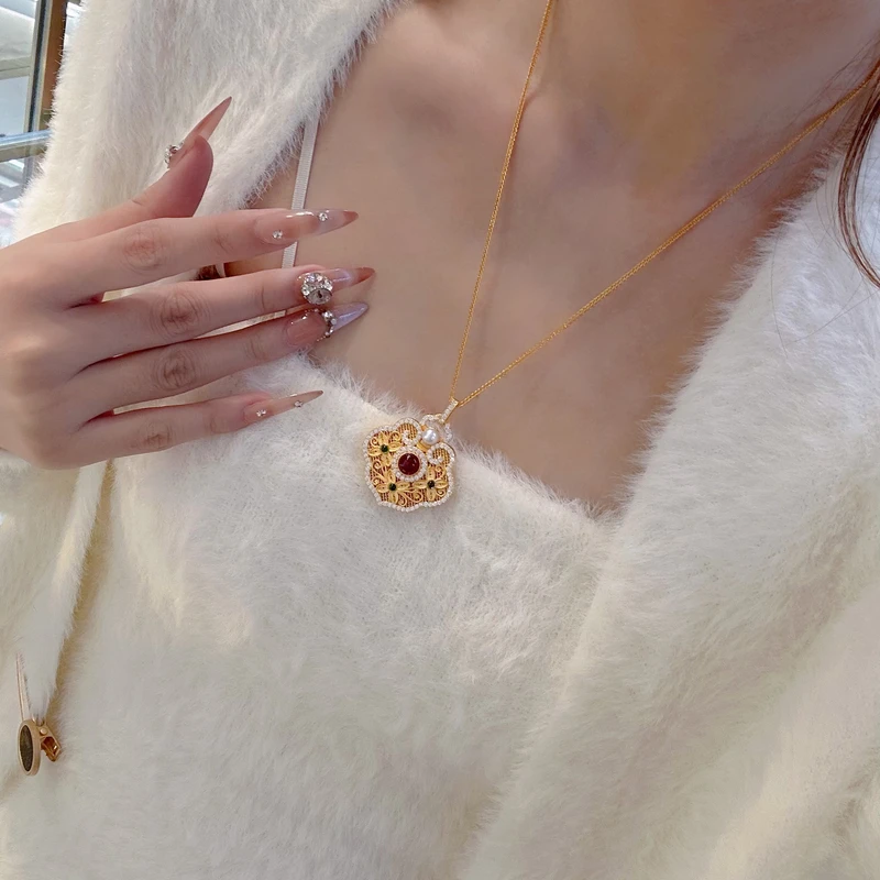 吊坠足银 锆石 3店 豪华镶嵌款珍珠如意锁包单吊坠 无绳