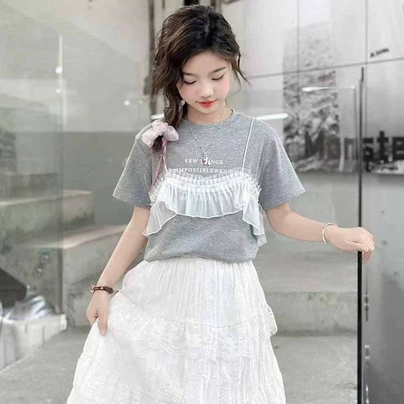 新款儿童时尚印花百搭休闲短袖洋气夏季T恤