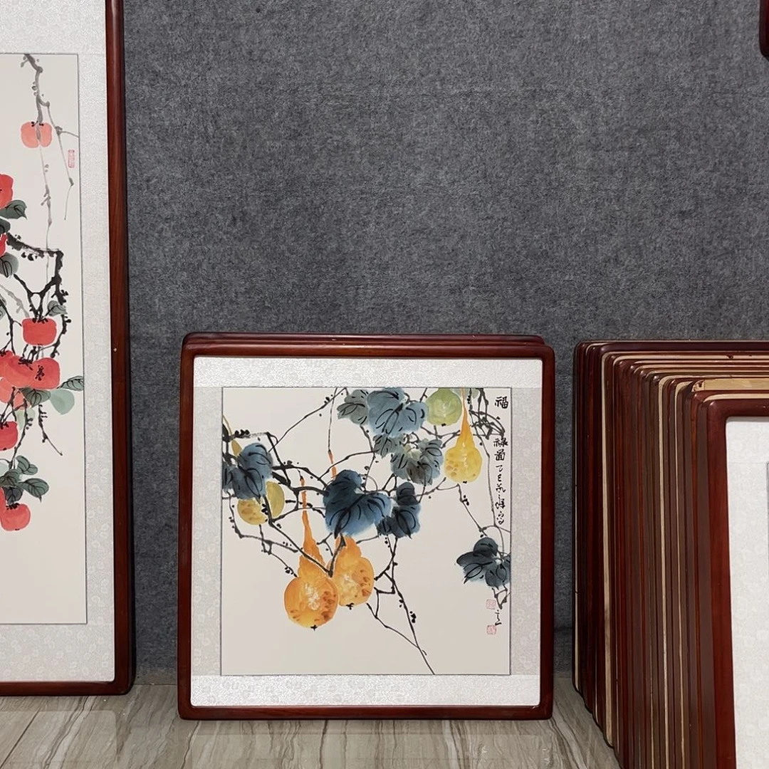 国画书画作品带框63×63