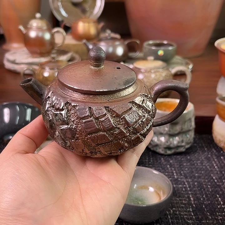 柴烧铁胎爆裂壶茶壶