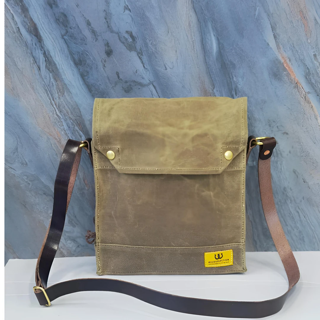 WILDSELECTION夺宝奇兵电影同款升级油蜡布斜挎包百搭单肩时尚