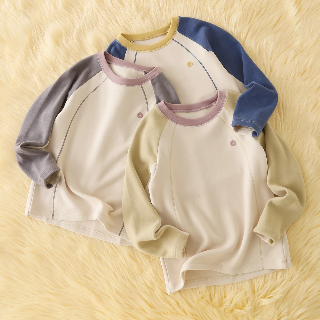 暖暖小奶皮～儿童加绒长袖T恤男童秋衣女童保暖内衣打底衫上衣