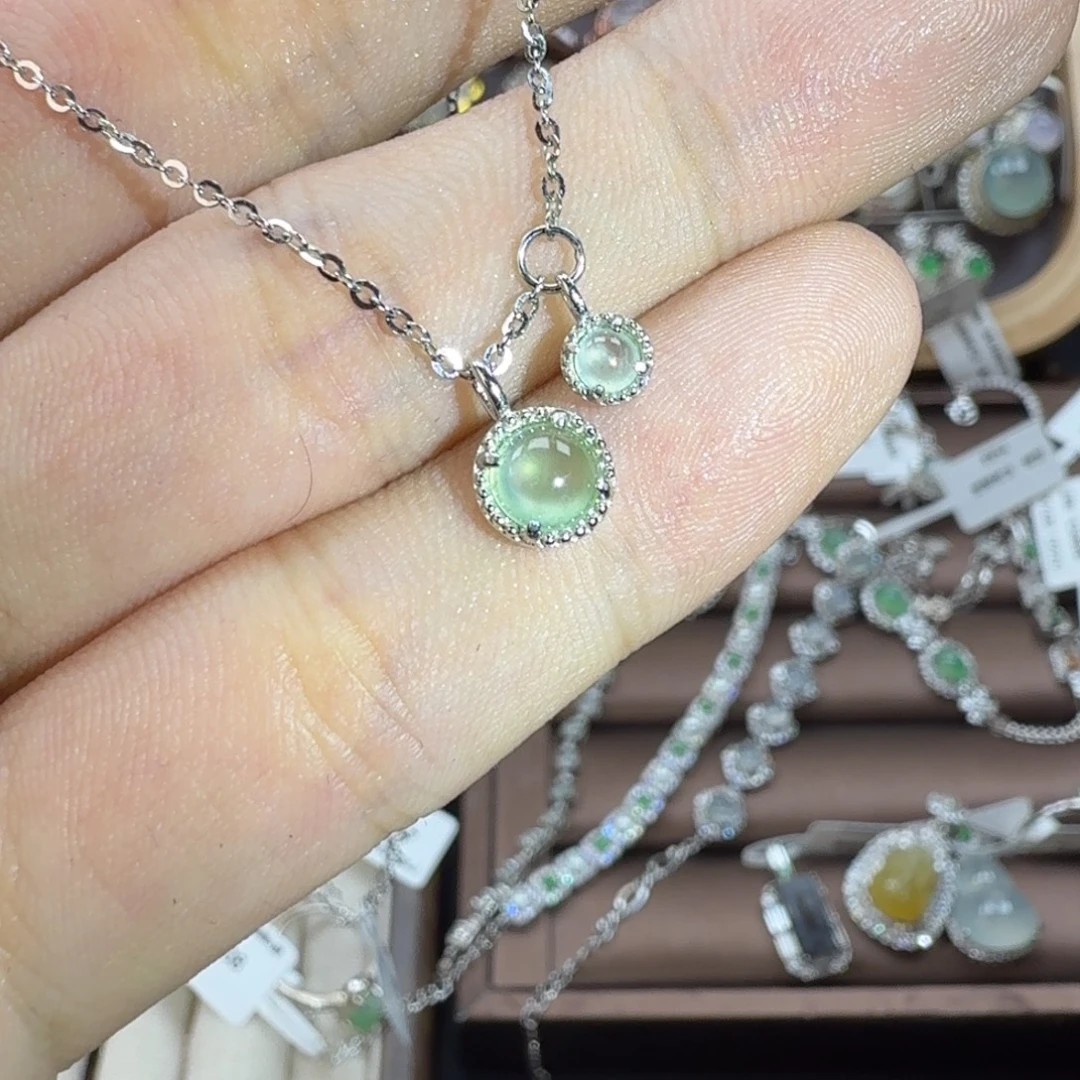 翡翠银S925镶嵌戒指天然缅甸翡翠A货