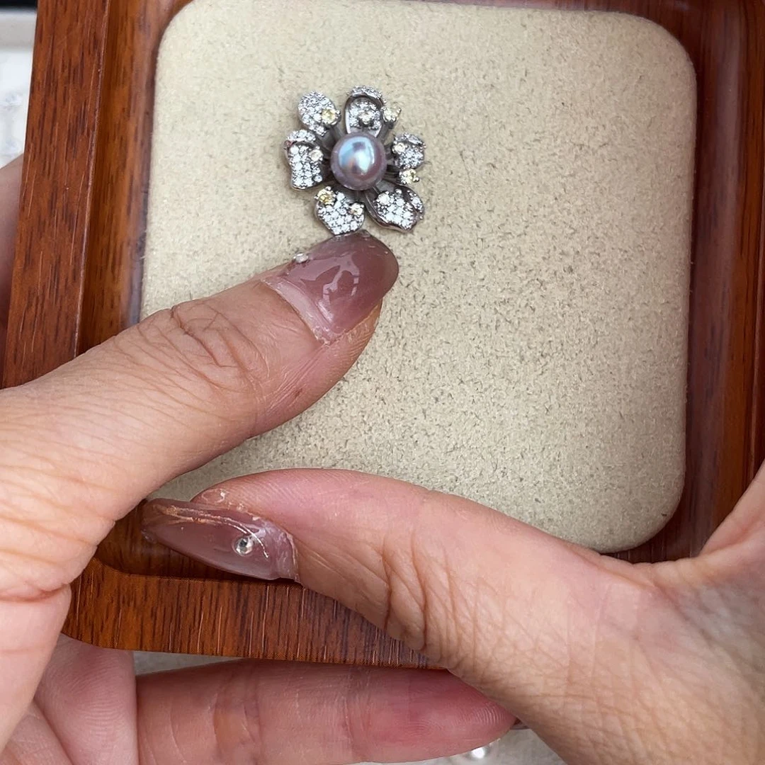 海水珍珠银S925镶嵌吊坠(不含链)