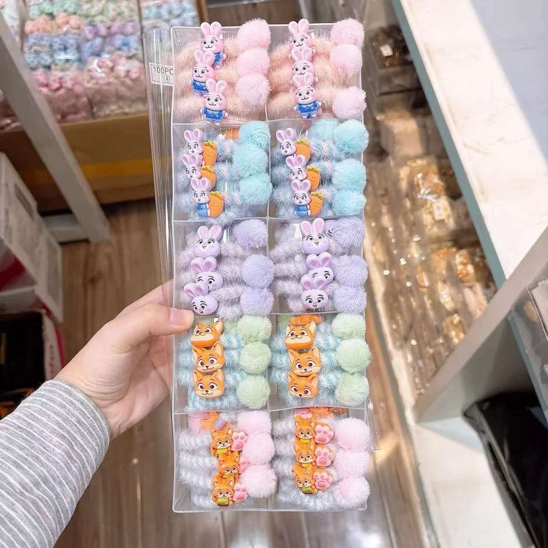 B-1562（满10米飞）d 5根大头动物毛球发绳   发圈