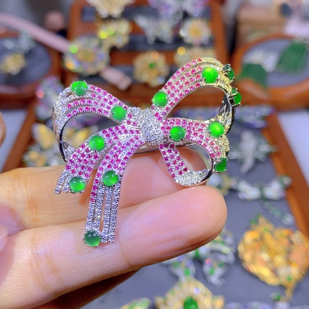 颈饰银S925镶嵌翡翠