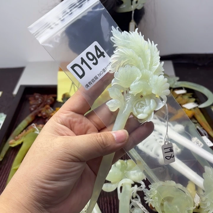 蛇纹石玉发饰合金欣*