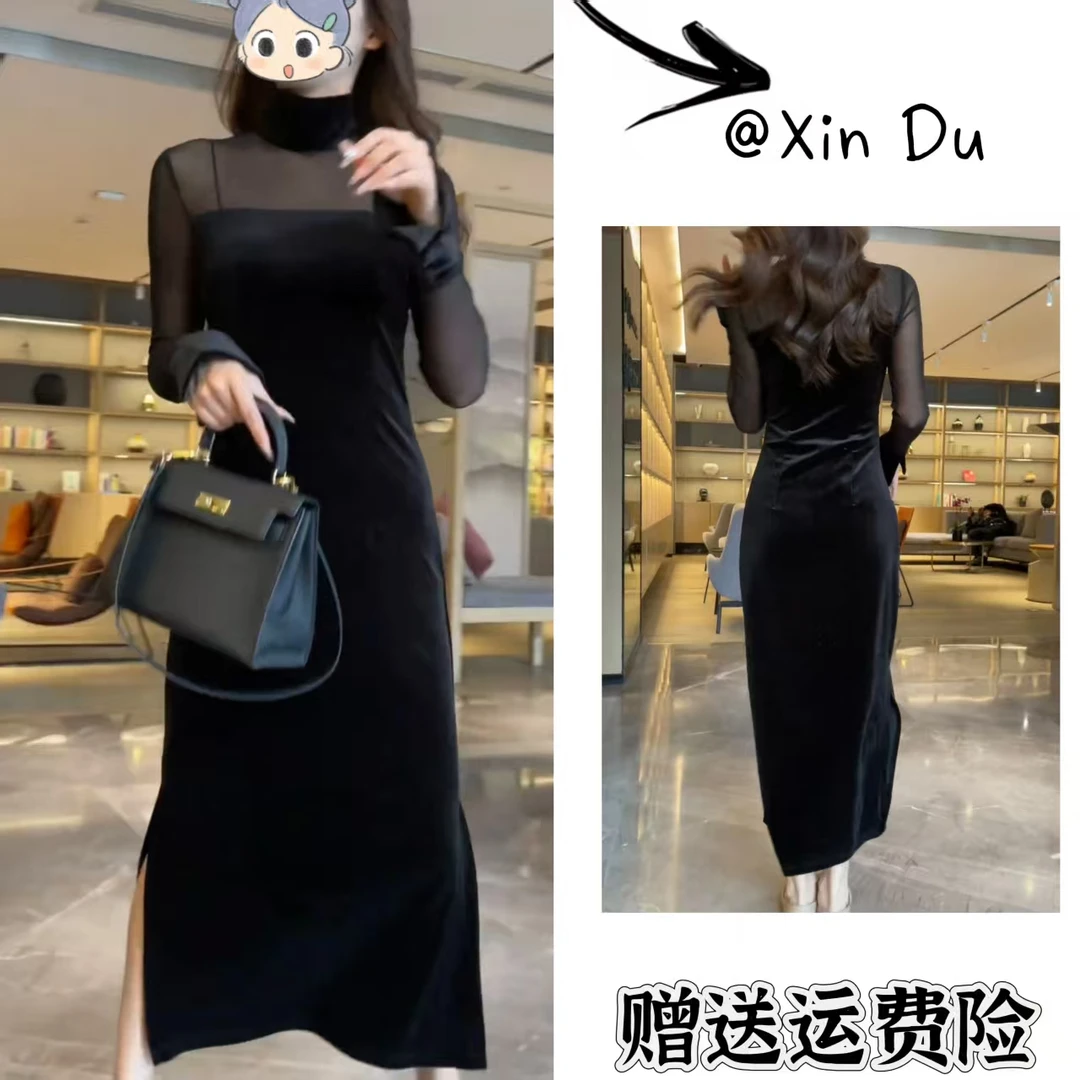2025秋季新款时尚显瘦气质女士网红洋气连衣裙百搭款D22308