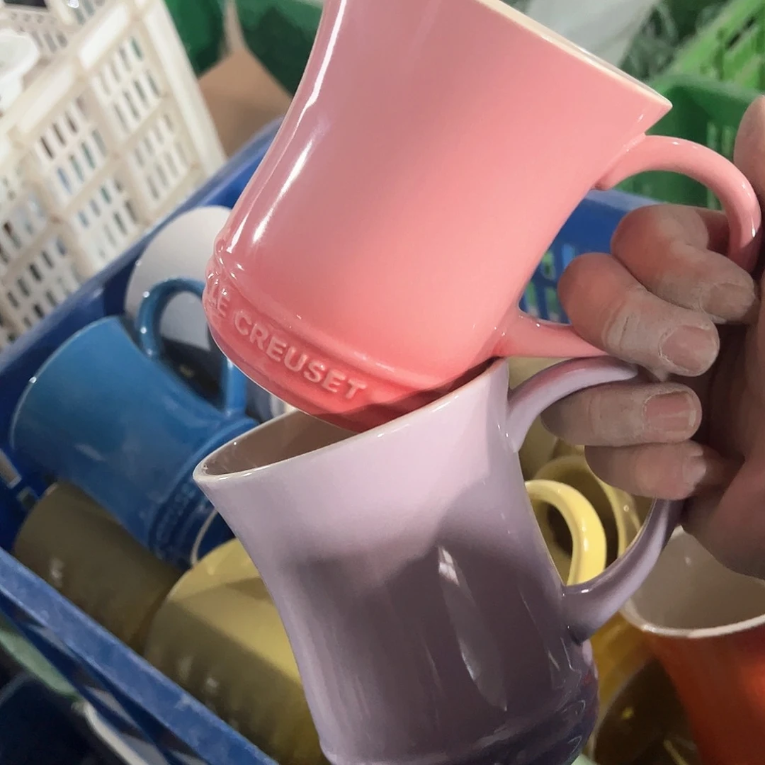 陶瓷 微 A****d收腰马克杯 粉 紫色