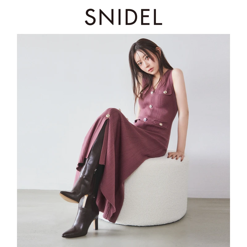 SNIDEL 2025早秋 小香风V领无袖针织连衣裙 SWNO254133