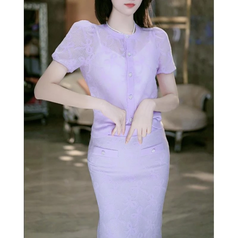 SEJI/瑟纪7-9【月下紫罗兰】淑媛气质显瘦轻奢百搭套装