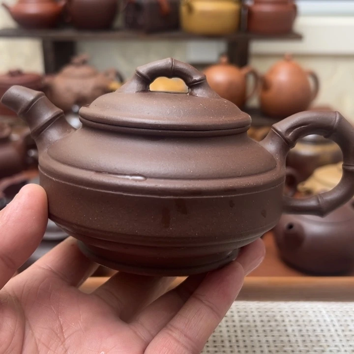 紫砂茶壶宜兴原矿紫砂竹节、半手300CC