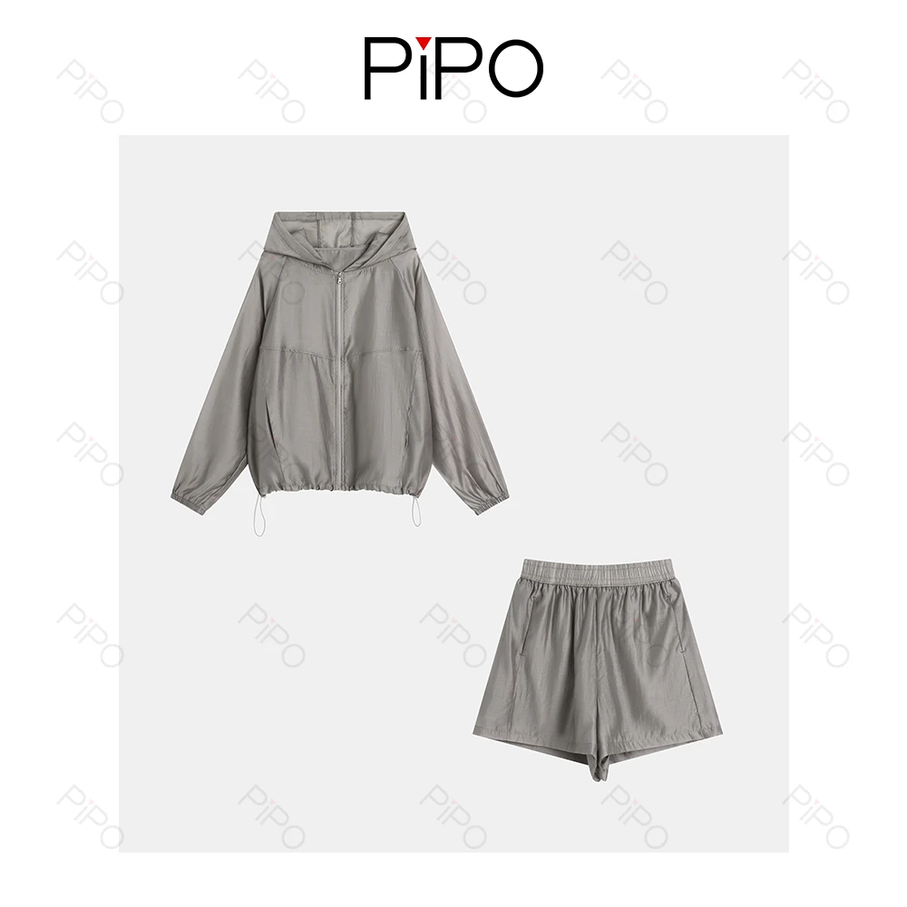 PIPO【现】夏季时尚设计师上衣+短裤套装显瘦气质两件套DD52E370