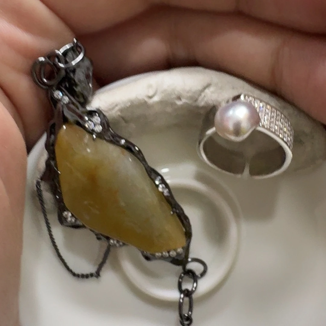 戒指银S925镶嵌海水珍珠