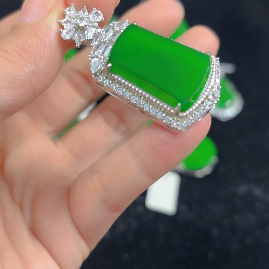 翡翠银S925镶嵌吊坠(不含链)