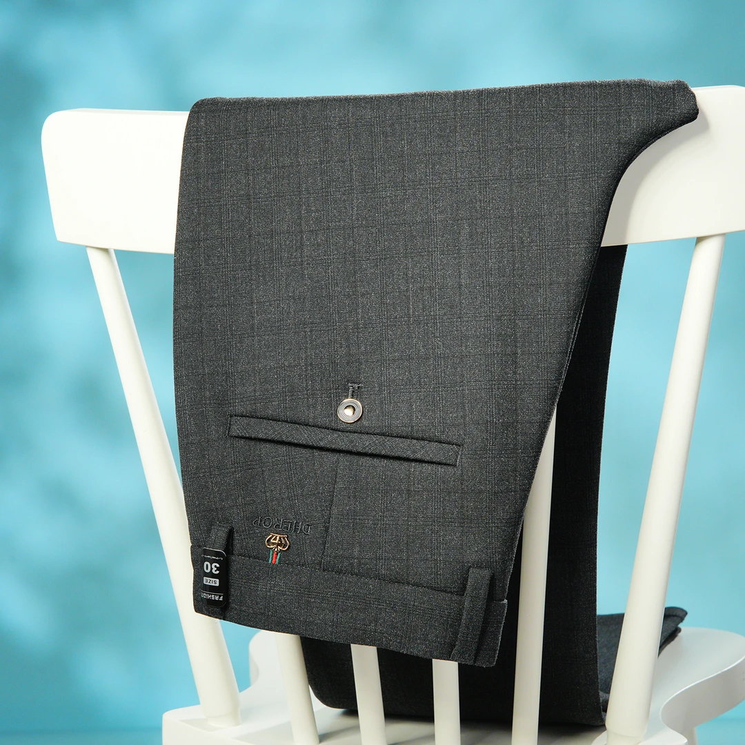 2025秋冬季新品按暗格纹高品质商务修身小直筒男士休闲裤弹力裤子