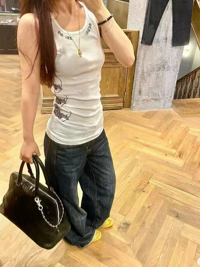 爱心白背心纯欲风原创设计INS风潮流风背心无袖百搭女士显瘦