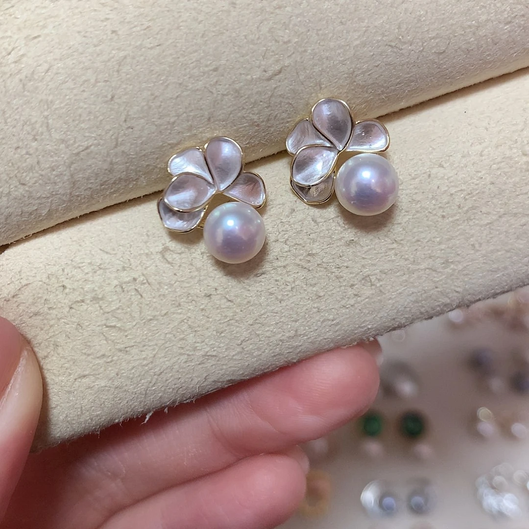 淡水珍珠耳饰合金