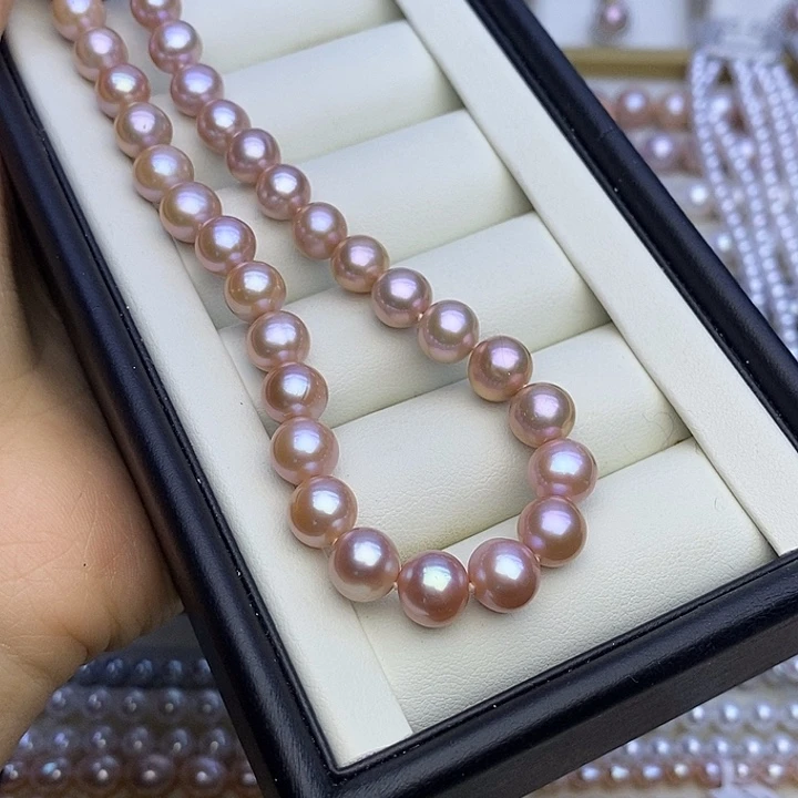 淡水珍珠项链未镶嵌无核 樱花粉