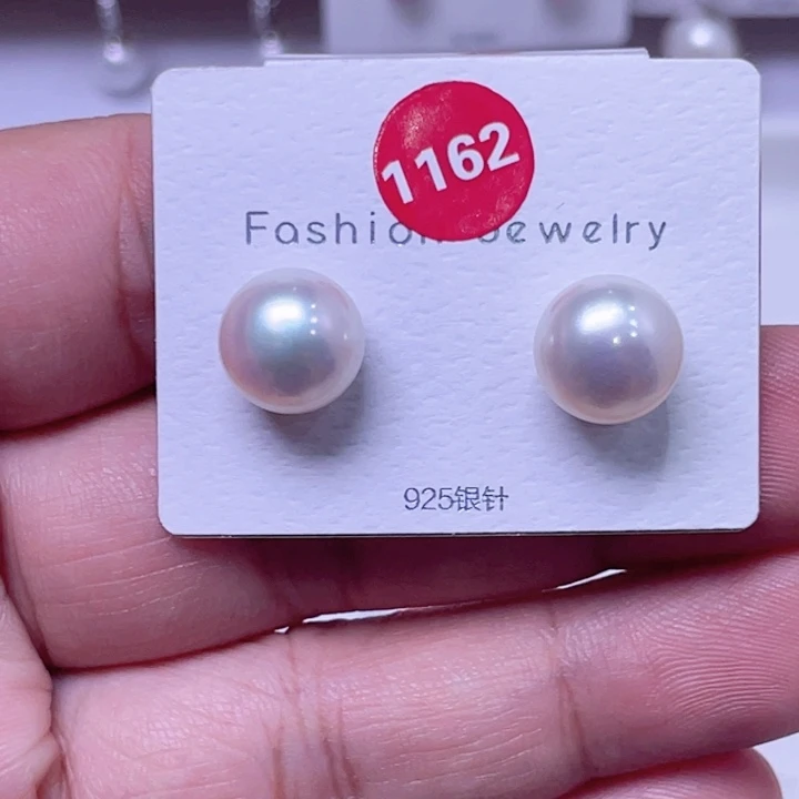 茶***茶耳饰淡水珍珠银S925镶嵌