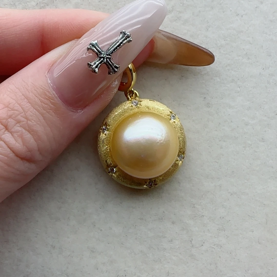 海水珍珠吊坠38银S925镶嵌