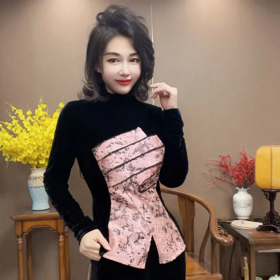 【峰姐优品】8283-2【SS】火爆提花串珠丝绒衫