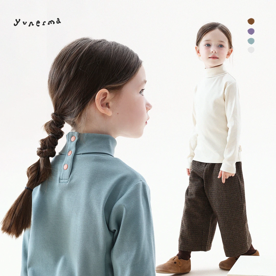 允儿妈女童冬季长绒匹马棉半高领打底衫儿童秋冬保暖T恤宝宝上衣