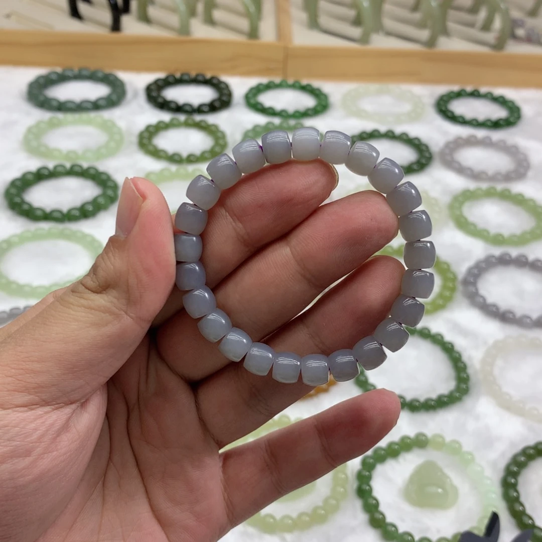 未镶嵌手串和田玉（直切烟紫7.8）