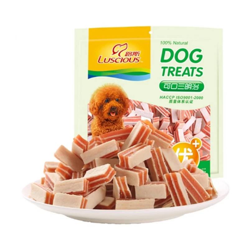 路斯狗狗零食品幼犬鸡肉干400g泰迪训狗狗可口三明治肉干营养袋装
